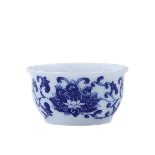 Dehua white ceramic small teacup, Gongfu tea set, tea tasting cup, antique blue and white porcelain tea bowl, single cup, manufacturer wholesale
