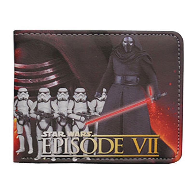 Cartera de Star Wars alrededor del cine y la televisión, guerrero negro, soldado blanco, cartera corta de dos plegados, cartera PU para hombres adolescentes