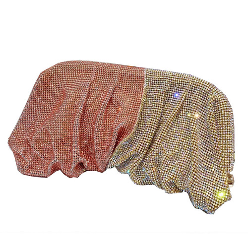 Shiny hand-encrusted diamond bag pleated chain rhinestone cloud dumpling clip bag evening bag shoulder crossbody bag