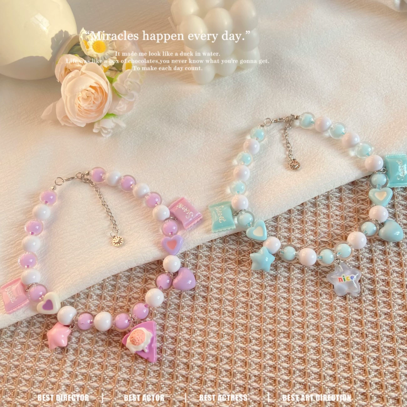 Ошейник для животных из серии Heavy Industry Ice Crystal, подвеска-звездочка из сыра, аксессуары ручной работы для кошек и собак, цвет ледяной кристалл синий