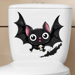 New Halloween Cute Bat Skull Toilet Stickers Bathroom Toilet Beautification Decorative Wall Stickers Waterproof Stickers