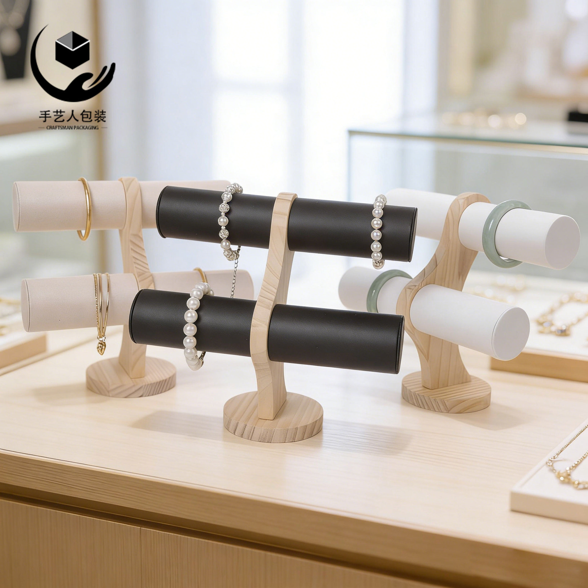 Brazaletes de madera transfronterizos estandos collares colgante estante de exhibición joyería para el hogar brazaletes joyería