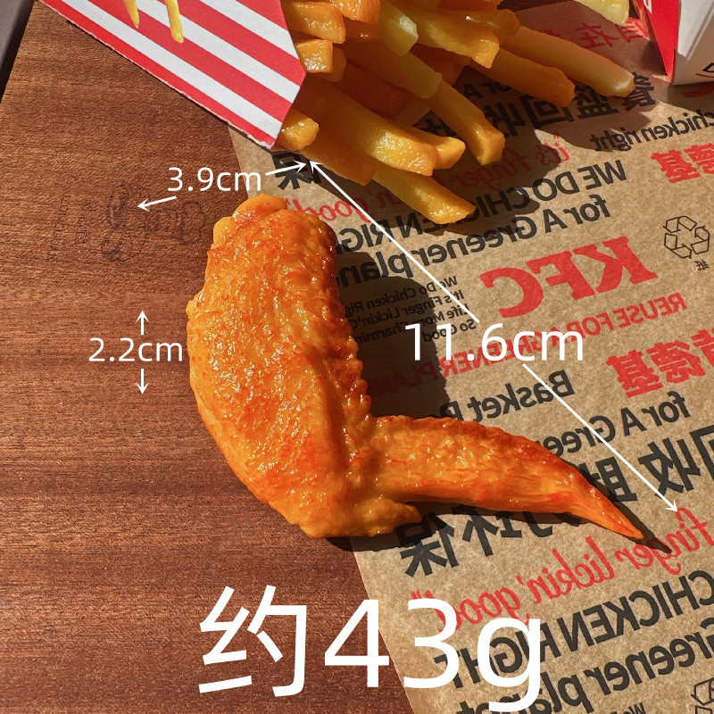 Fábrica en stock al por mayor simulación alimentos papas fritas pollo pierna alas Orleans cangrejo alicates fritos modelo de juego accesorios colgantes adornos