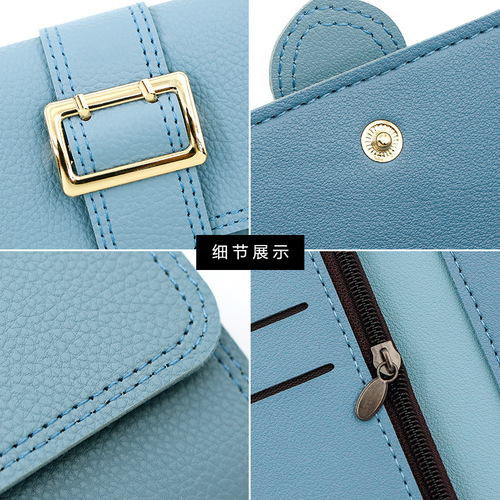 New style women's long wallet simple small fresh pu tri-fold bag coin purse multi-card slot card bag clutch wholesale