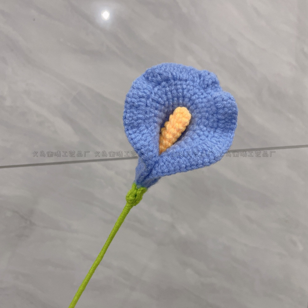 Lily tejido a mano acabado rosa Lily Tulip flor artificial lana ramo regalo