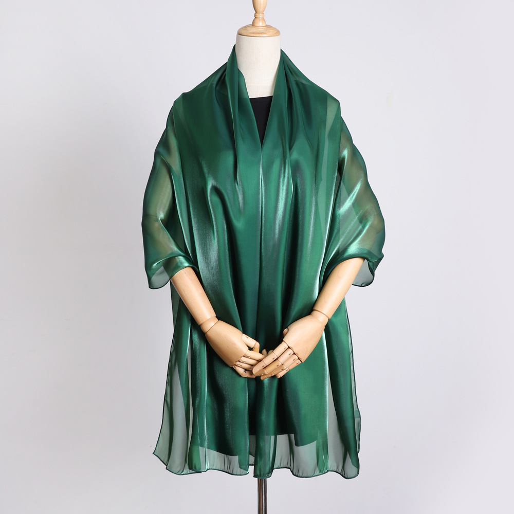 Femmes Élégant Style Vintage Couleur Unie Organza Écharpe En Soie display picture 6