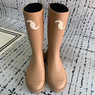 [Seamless top Version] Yang Mi Same Style Small Fragrant Long Barrel Rain Boots Women's New Korean Middle Ancient High Barrel Knight