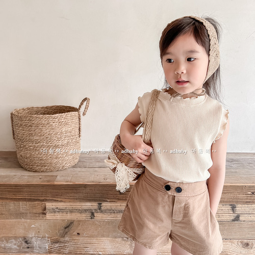 Children's Clothing 2024 Summer New Products Girls Korean Summer Clothes Fungus T-shirt Raglan Sleeves Children's Vest 122309
