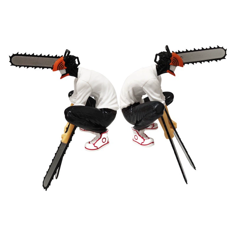 Сидящая фигурка человека с бензопилой, лапша быстрого приготовления, человек с бензопилой, кровь, демон, пава, пейзаж, фигурка, орнамент, периферийные устройства, модная игрушка, анимация