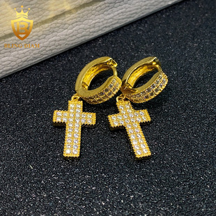 2024 cross-border selling s925 silver Mosan earrings cross European and American men's and women's classic earrings