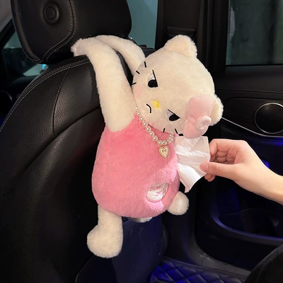 Girls' Cars, Car tissue box/set - pink-angry-kt-cat-tissue-box-with-heart-shaped-pearls
