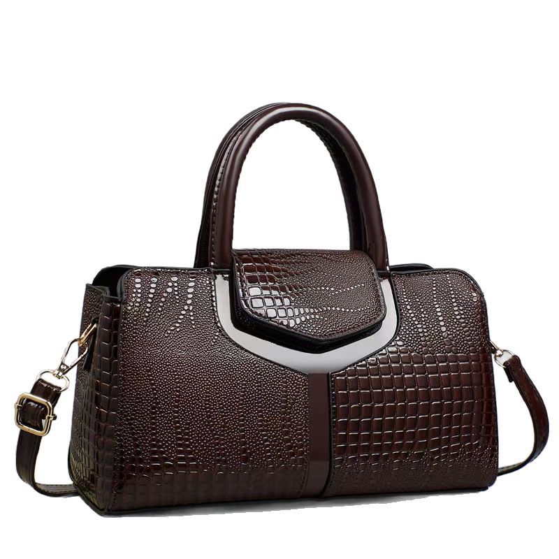 Bolsa de mano bolsa de gran capacidad bolso grande de un solo hombro Taizhou bolso femenino patrón de cocodrilo cuero brillante bolso de platino comercio exterior bags transfronterizos