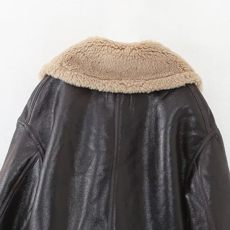 Damenbekleidung 2024 Herbst/Winter neue Street Fashion doppelseitige Motorradjacke_voghion.com