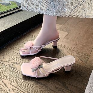 Daily Date with Skirt to Increase Leg Length, High Heels, New European Style Rose Fairy Elegant Slippers