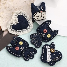 新款创意卡通绣花小猫服装辅料鞋帽配饰刺绣辅料diy手工配饰批发