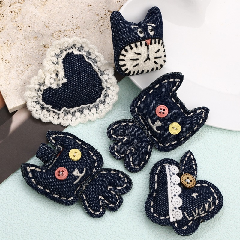 新款创意卡通绣花小猫服装辅料鞋帽配饰刺绣辅料diy手工配饰批发