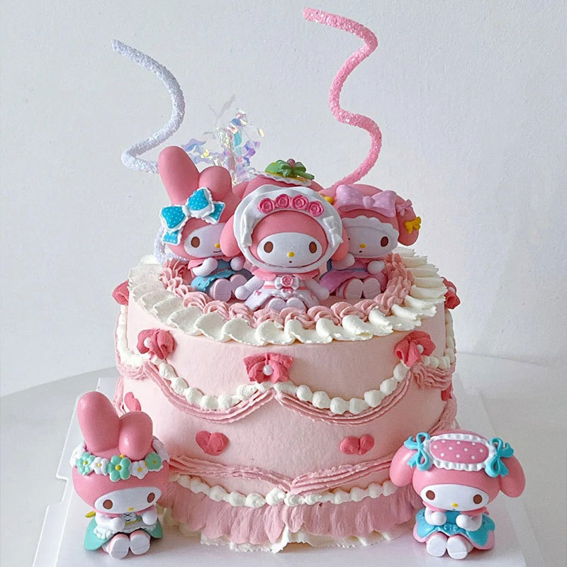 三丽鸥蛋糕装饰美乐蒂蛋糕装饰摆件美乐蒂女孩粉色生日蛋糕插牌件|undefined