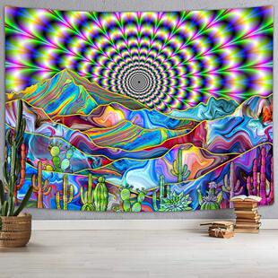 Abstract color cactus pattern tapestry creative tapestry living room wall background decoration bedroom home tapestry