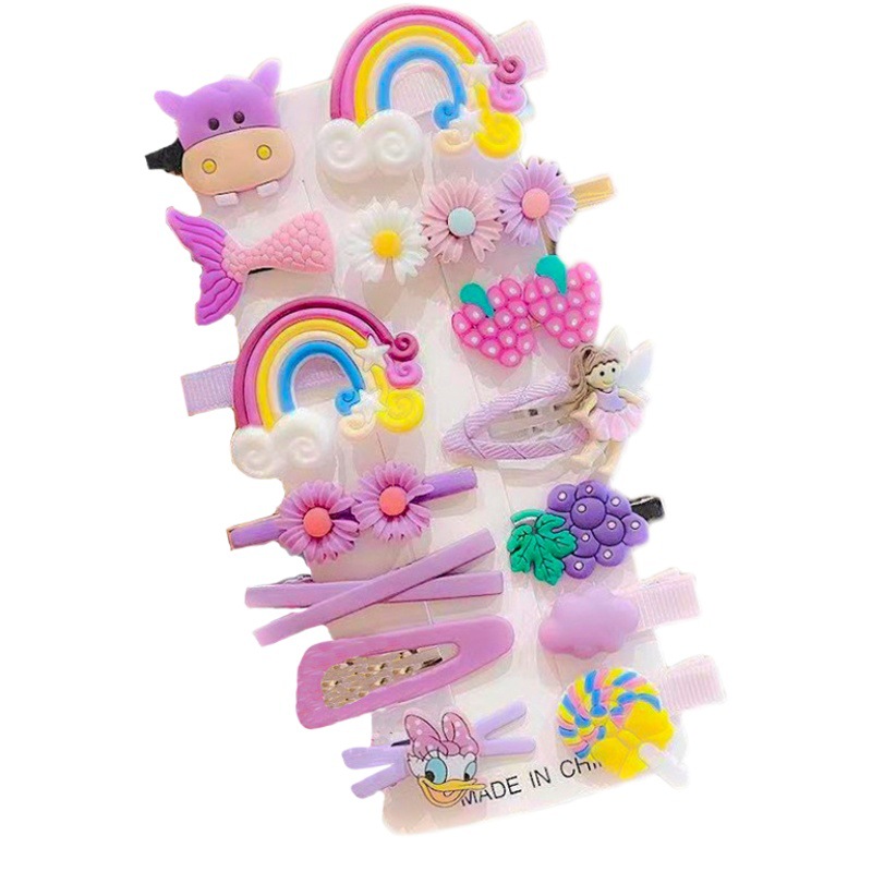 Nueva horquilla Corea del Sur Princesa color caramelo 14 piezas conjunto lindo flor animal horquilla traje flequillos clip