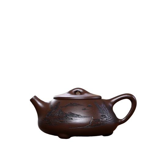 Yixing purple mud and purple sand pot wholesale household handmade heavenly reward Qin Jingzhou stone ladle pot teapot tea set live supply