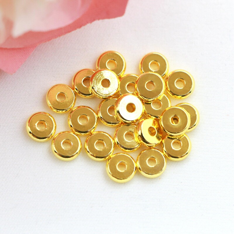 18K gold-wrapped color-preserving round spacer spacer glossy wheel piece loose beads diy bracelet beaded jewelry accessories material