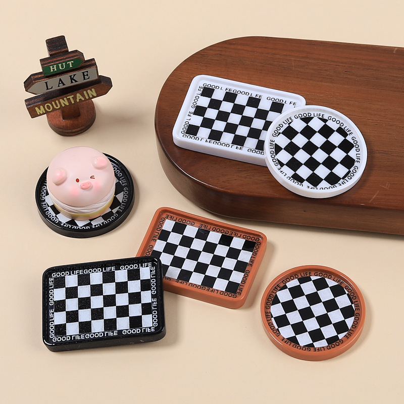 (2개) 수지 액세서리 도매 크림 접착제 머리핀 수제 DIY 구멍 신발 버클 보석 재료 흑백 바둑판