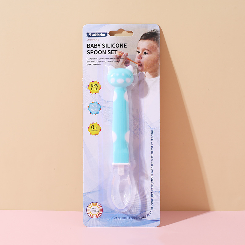 Bebé recién nacido cuchara de silicona cuchara de alimentación bebé alimentación arroz fideos dibujos animados cuchara pequeña niños suplemento alimenticio vajilla