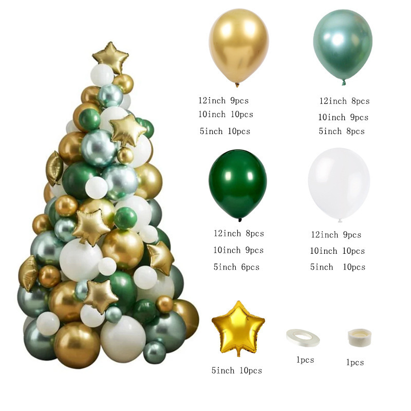 Venta caliente transfronteriza Paquete de globos de látex verde oscuro de Navidad Serie de bosque Venta directa de fábrica de árboles de Navidad Globo_voghion.com