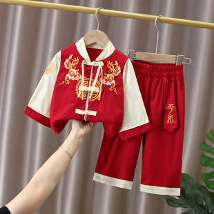 One Year Old Baby Hanfu Dress Chinese Tang Dress Autumn Boys' Chinese suit Ancient Dress Children's Grab Week Dress National Style