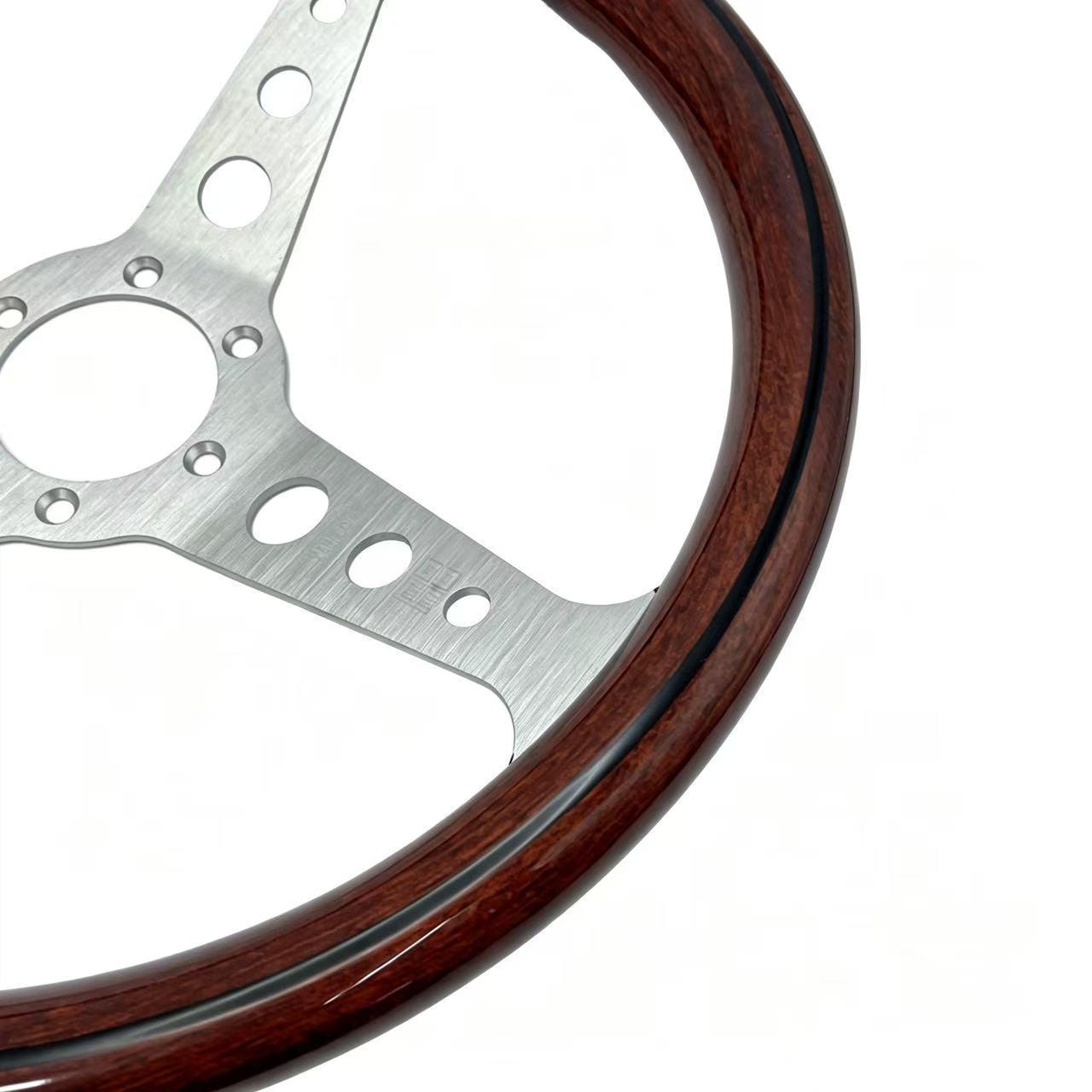 Momo Classic Retro Peach Wood Steering Wheel Modified for Competitive Racing, Universal 14inch Steering Wheel