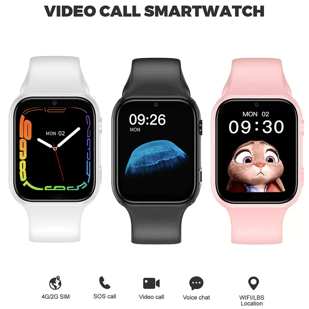 工厂直销新款外贸版4G儿童电话手表可插卡视频通话定位智能手表