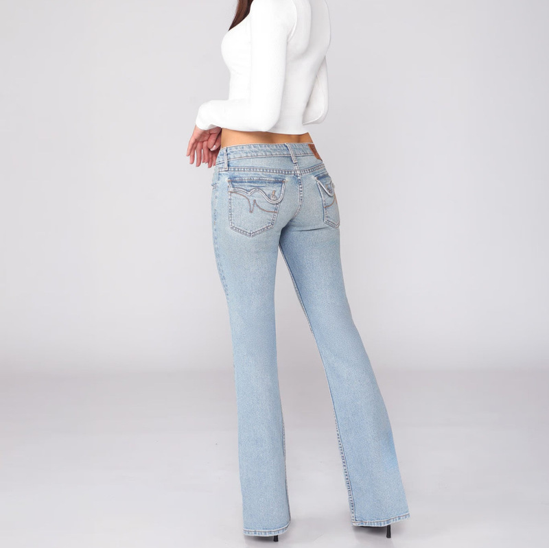 European and American Style Vintage Flared Jeans Sexy Y2K Street Style Slim Low-Waist Long Pants Wholesale Cross-Border