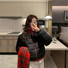 冬季韩版撞色两面穿羽绒棉服女短款立领宽松加厚小个子学生面包服