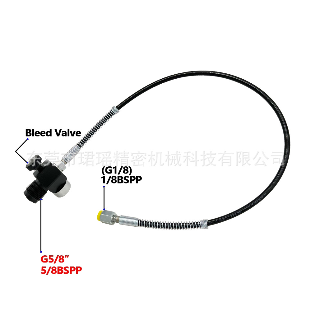 跨境G5/8''螺纹充气接头带1/8‘’BSPP DN3管压力表接潜水纤维瓶