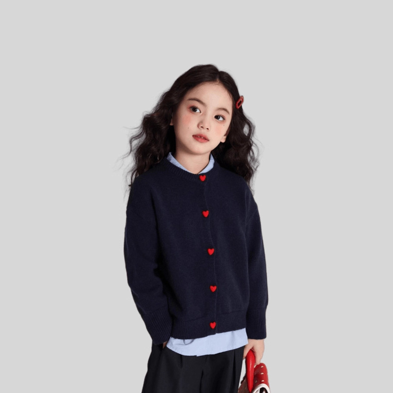 Girls' Stylish 2025 Spring and Autumn New Casual Versatile Jacket Children's Knitted Cardigan for Older Children Stylish Sweater