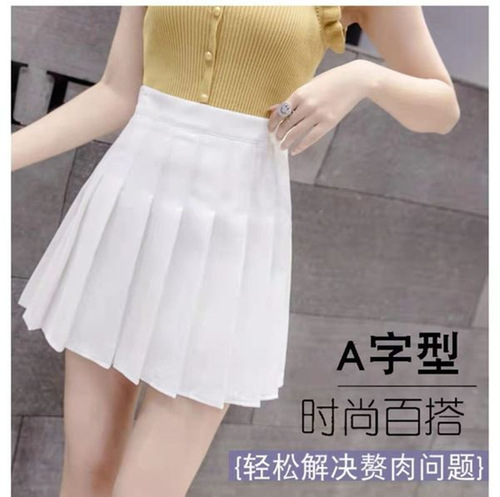 Pure Color Pleated Skirt Sweet Short Skirt Women Spring and Summer Waist Cinching Fashion Student Half Body Skirt JK Uniform