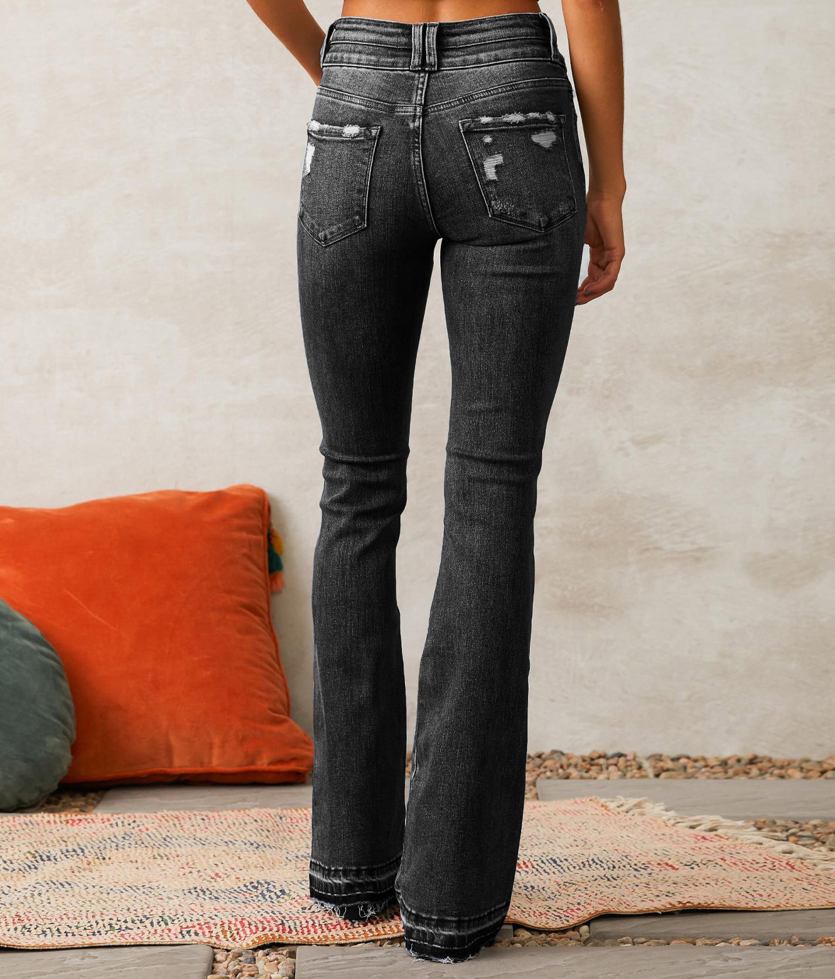 Women's Gender Women's Holiday Banquet Selfie Streetwear Solid Color Full Length Jeans