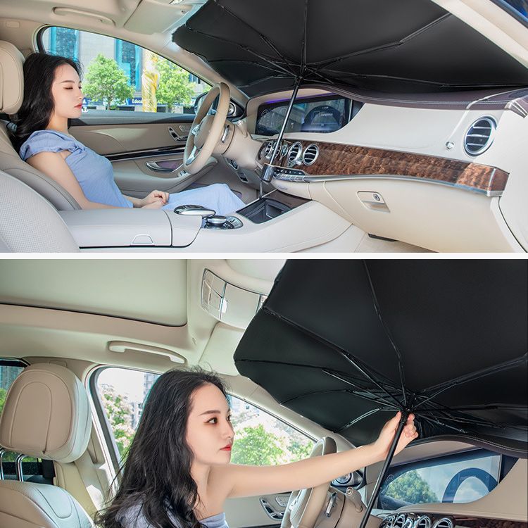 Manufacturer's Car Sunshade Sunscreen Heat Insulating Fabric Umbrella Style In-Car Sunshade Can Print LOGO Advertising Umbrella