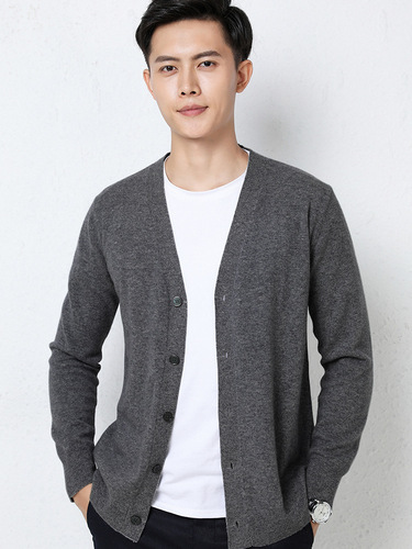 Casual Crewneck Sweater Men's Outerwear V-Neck Open Cardigan Coat Trendy Autumn/Winter Top Loose Men's Warm Knitted Shirt