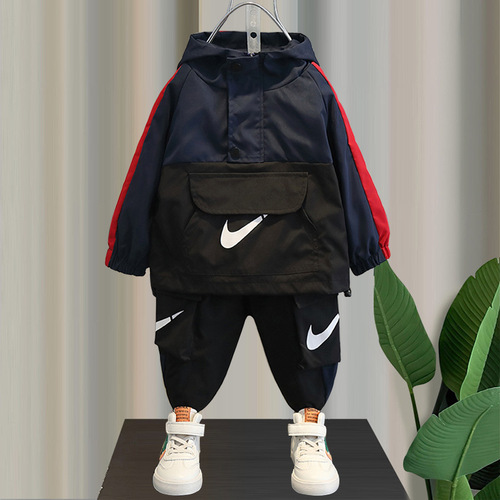Children's clothing boys' suits autumn and winter  new baby and children's fashionable and stylish boys' velvet sports clothes trendy