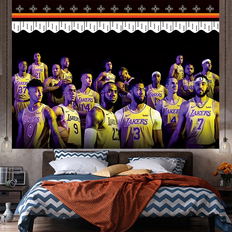 詹姆斯美式ins掛毯NBA布藝家居裝飾掛布畫背景布數碼印花宿舍掛毯