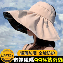夏の新しいビニールハーフオープントップ日よけ帽子蝶プリント大きなつば抗 UV 屋外ビーチ帽子日よけ帽子