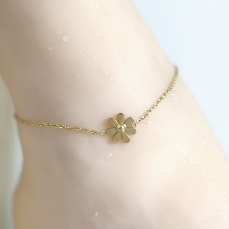 Women's Gender Simple Style Flower Stainless Steel Women's Anklet