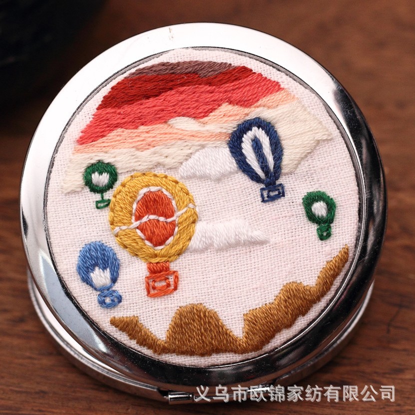 Oujin original hecho a mano tela/material paquete hecho a mano bordado espejo pequeño espejo DIY espejo cosmético