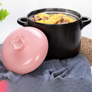 Ceramic Clay Pot for Home Use, High-Temperature Resistant Soup Pot, Ceramic Stew Pot, Non-Cracking When Dry-Burning, Suitable for Gas and Open Flame, Home Use Clay Pot for Cooking Rice