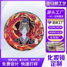 金属镜子定制博物馆镜子定制文创周边随身镜定制国风花鸟纹镜厂家