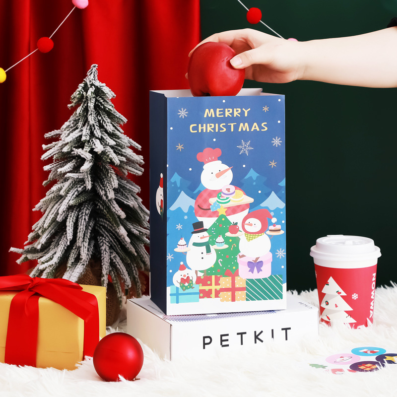 Navidad dibujos animados creativo lindo bolsa de regalo vacaciones regalo de cumpleaños caramelo caja de frutas caja de manzana bolsa de papel