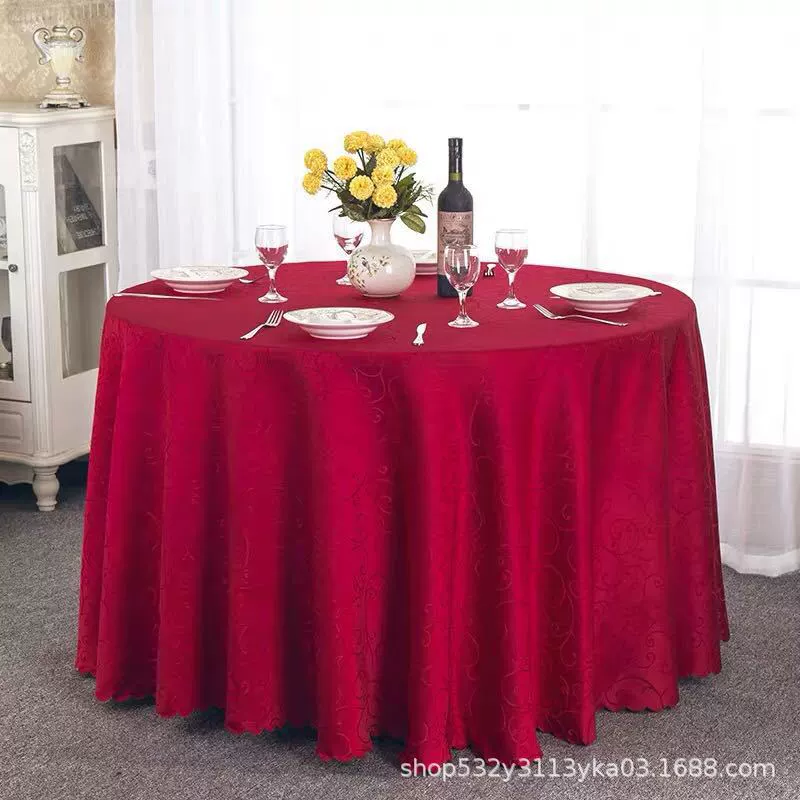 Large round table restaurant tablecloth hotel hotel banquet family can use round wedding European tablecloth table covers cross-border