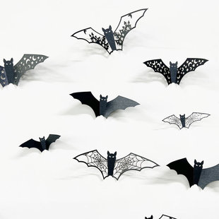 Cross-Border Stereo Halloween Cut Out Paper Bat Stickers DIY Holiday Party Shopping Mall Window Layout Decorative Wall Stickers