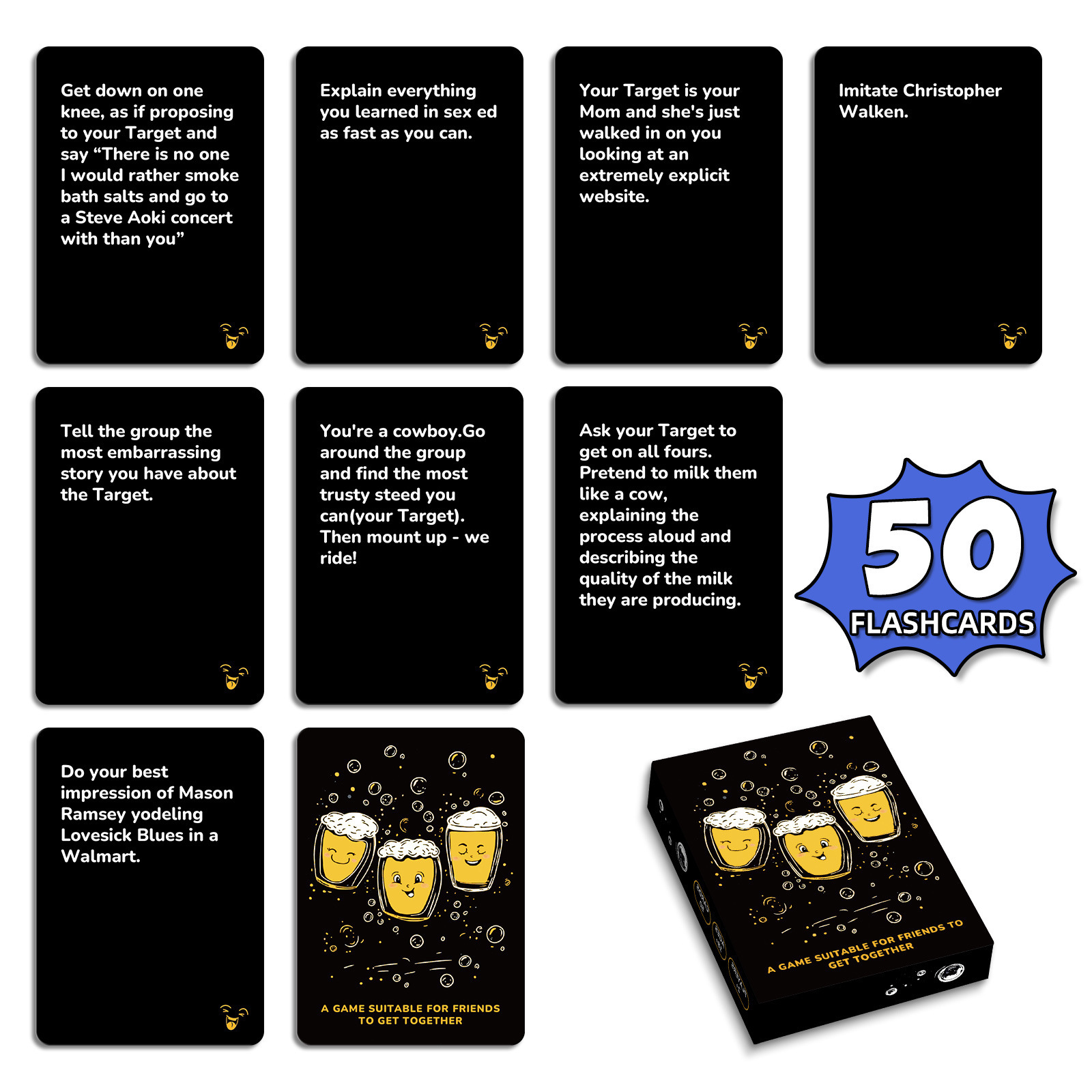 50 Sheets Of New Cross-Border Laughing People Drinking Board Interactive Party Warm-Up Game Cards In Stock Wholesale_voghion.com